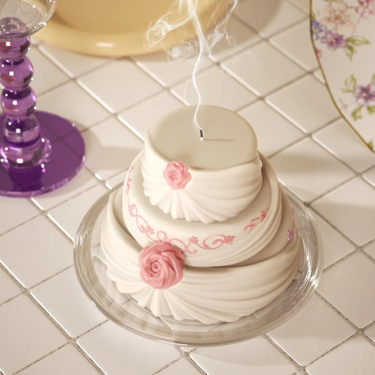 Three-Tier Rose Veil Wedding Cake Candle Silicone Mold - Image 4