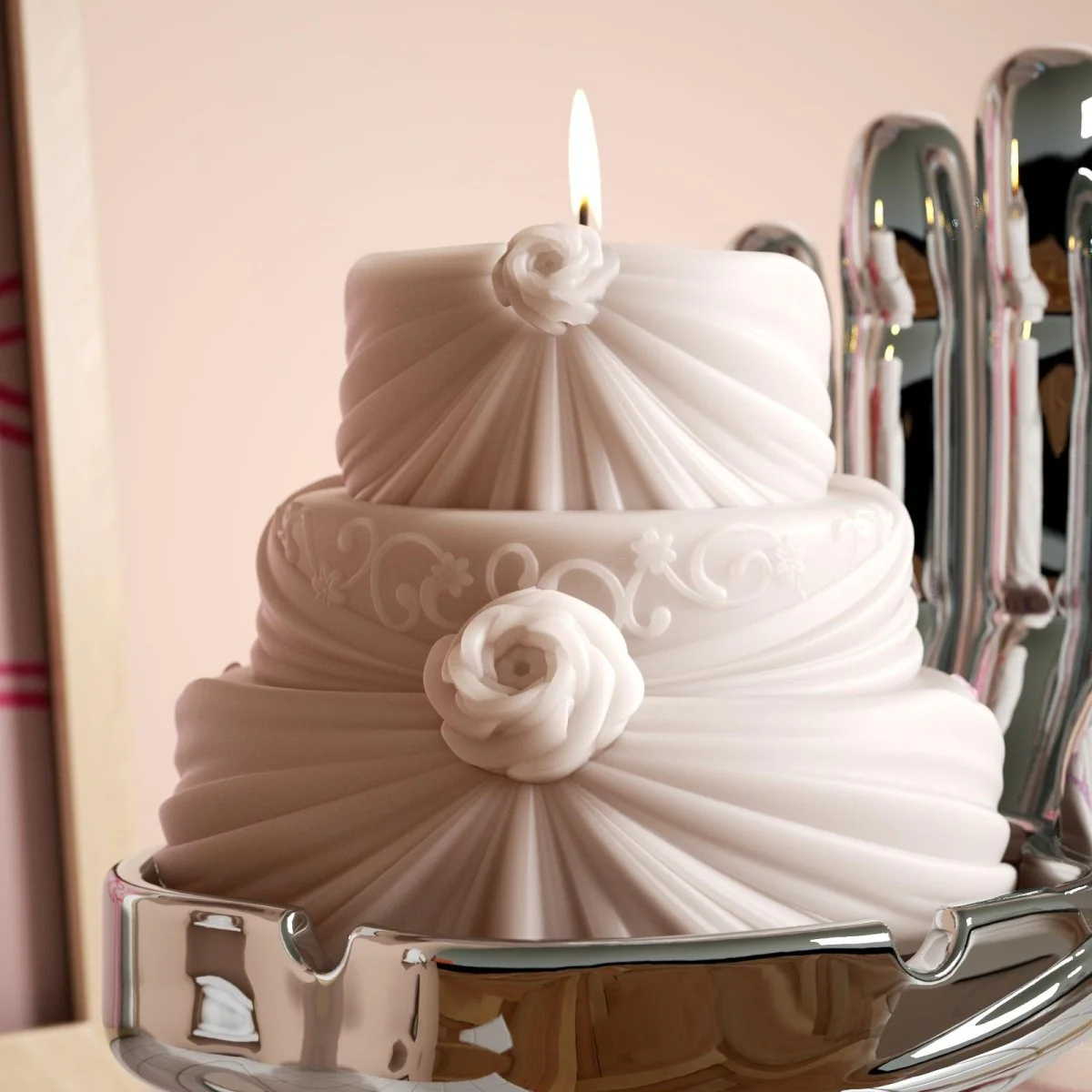 Three-Tier Rose Veil Wedding Cake Candle Silicone Mold - Image 7