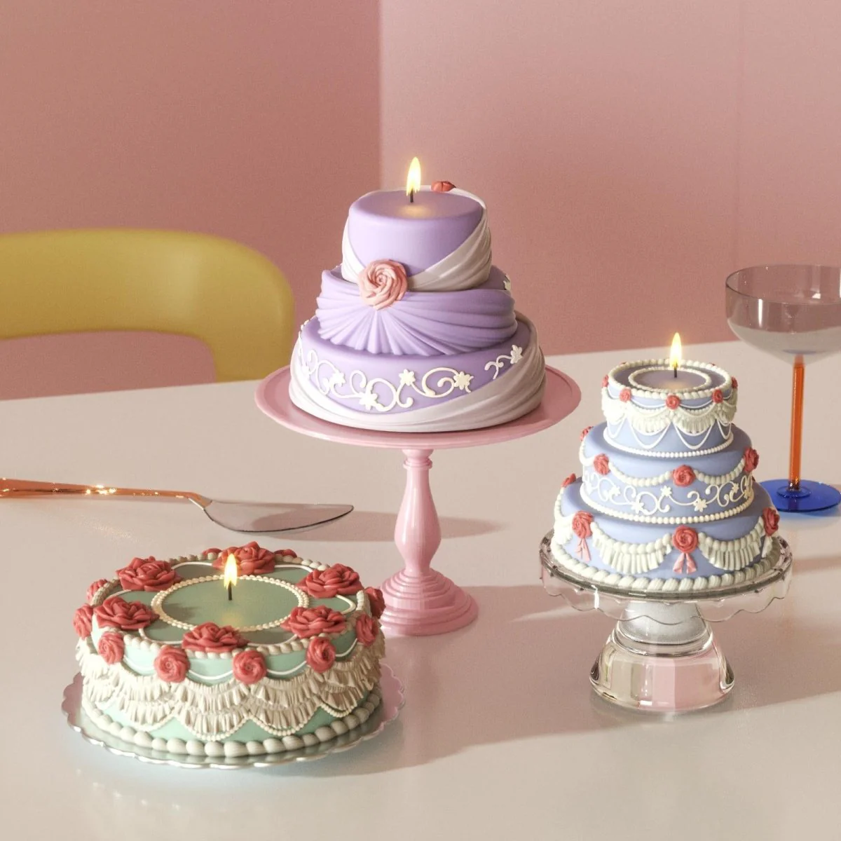 Three-Tier Rose Veil Wedding Cake Candle Silicone Mold - Image 9