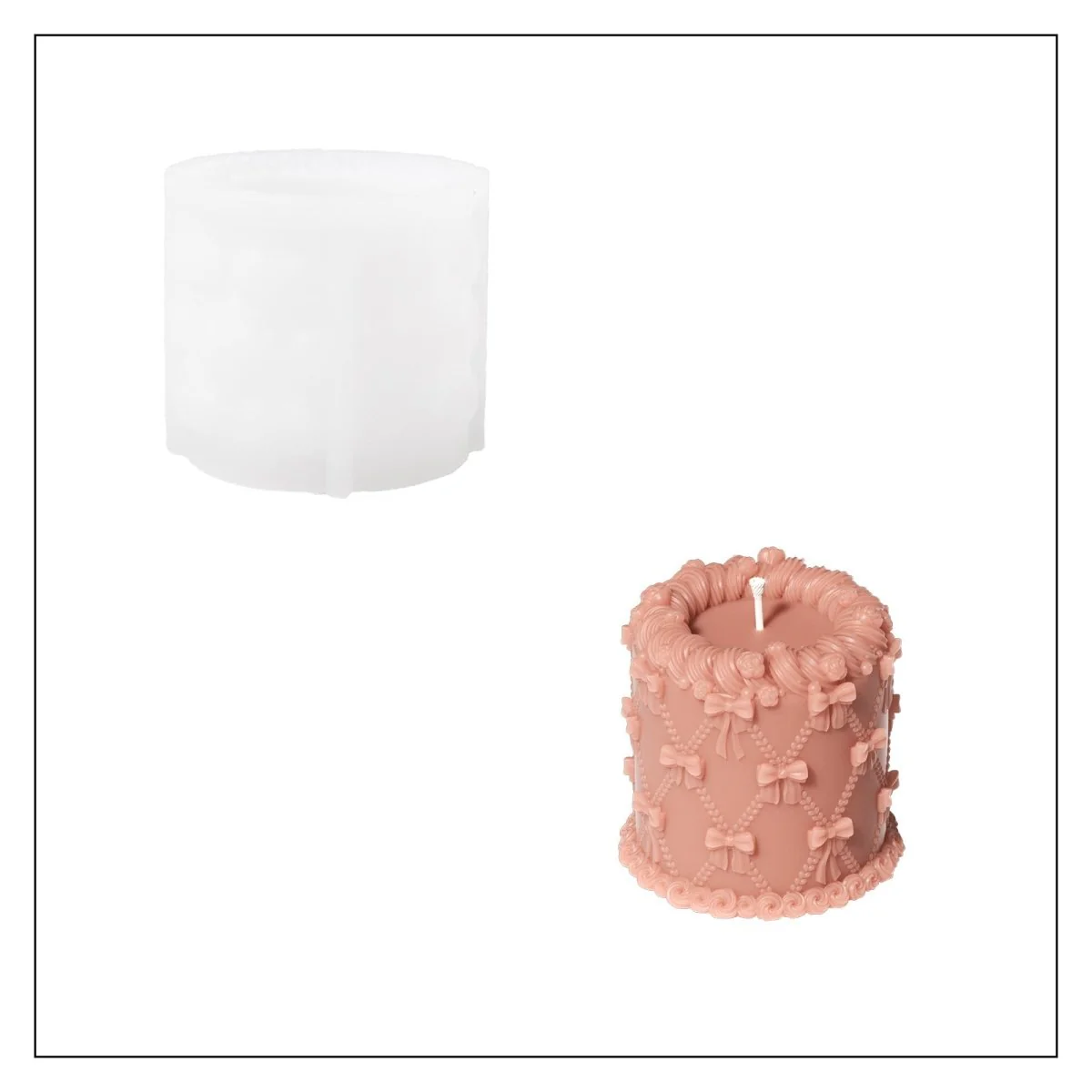 Rosy Ribbon Wedding Cake Candle Silicone Mold - Image 11