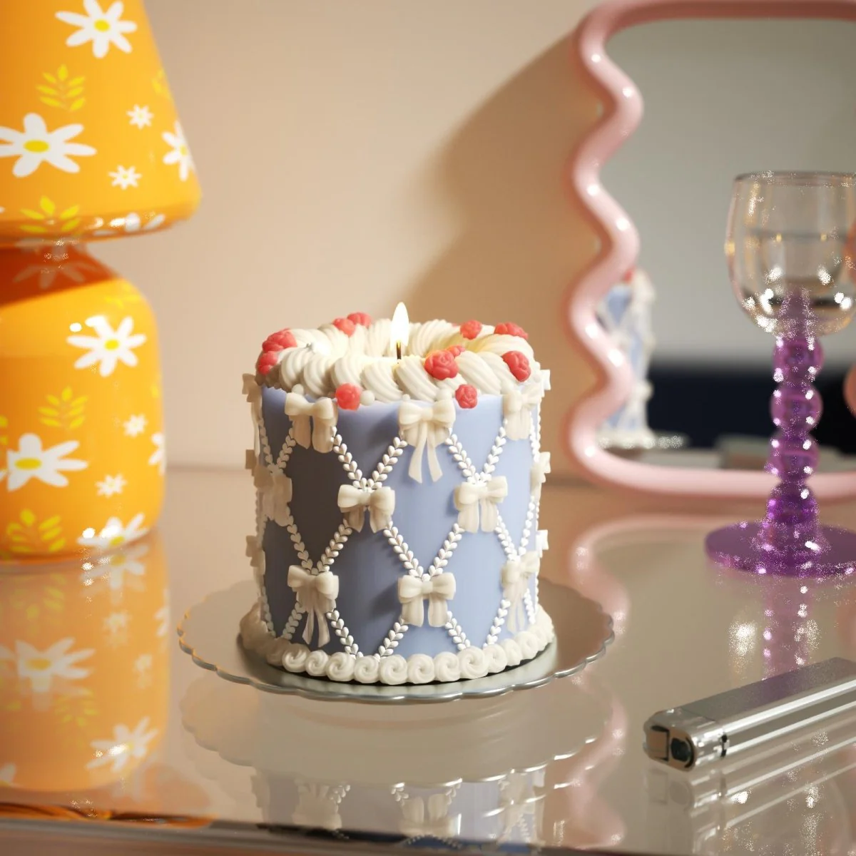 Rosy Ribbon Wedding Cake Candle Silicone Mold - Image 4