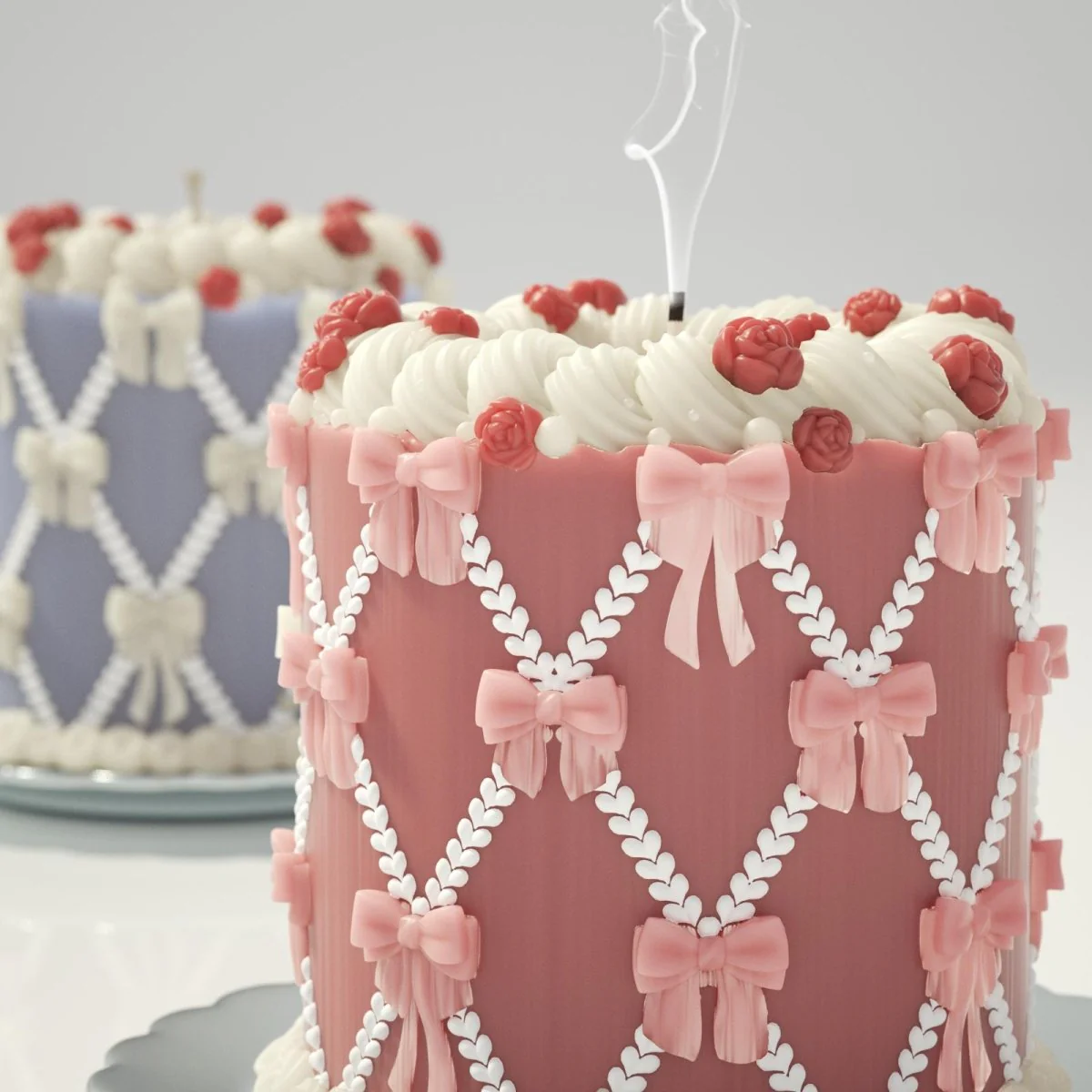 Rosy Ribbon Wedding Cake Candle Silicone Mold - Image 8