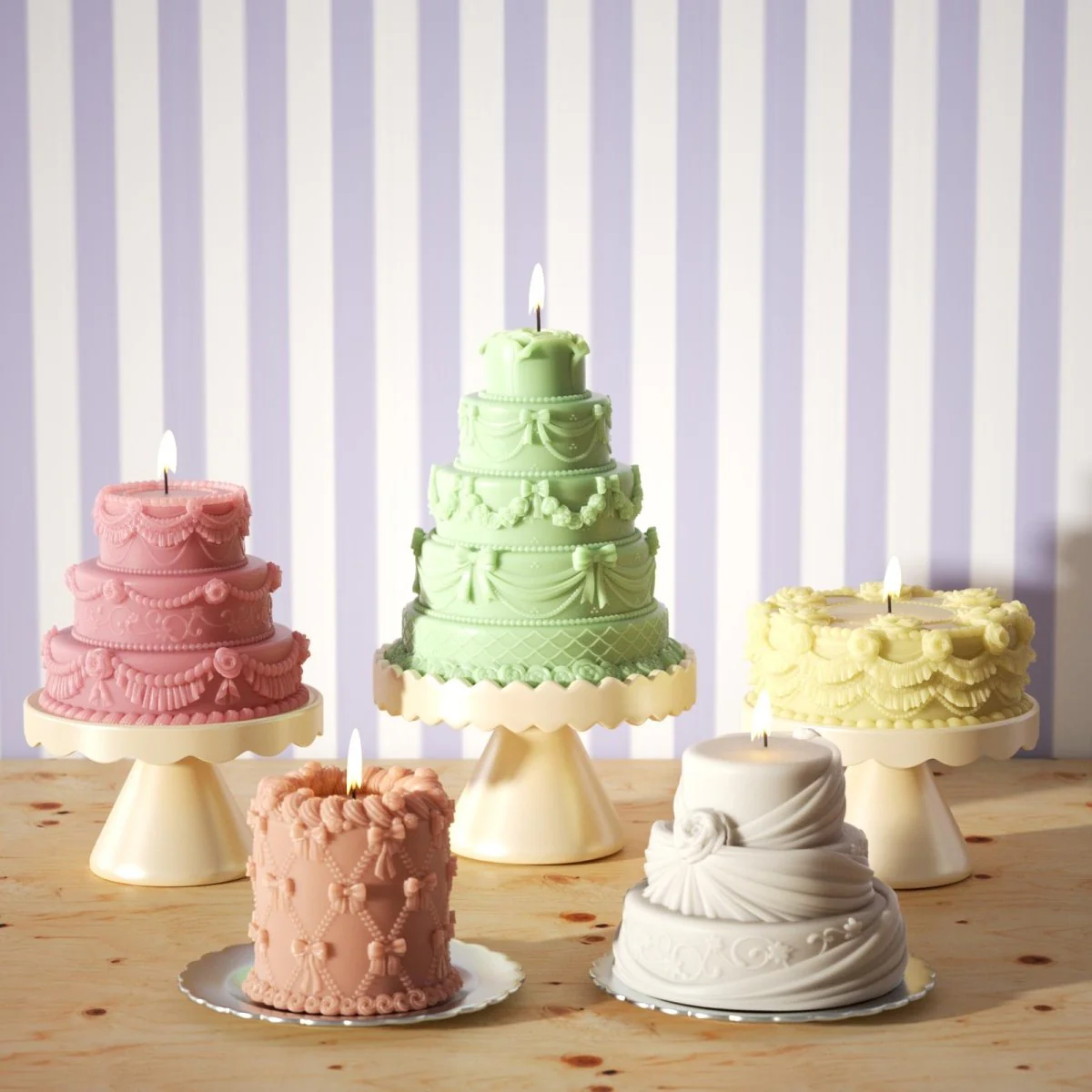 Rosy Ribbon Wedding Cake Candle Silicone Mold - Image 9
