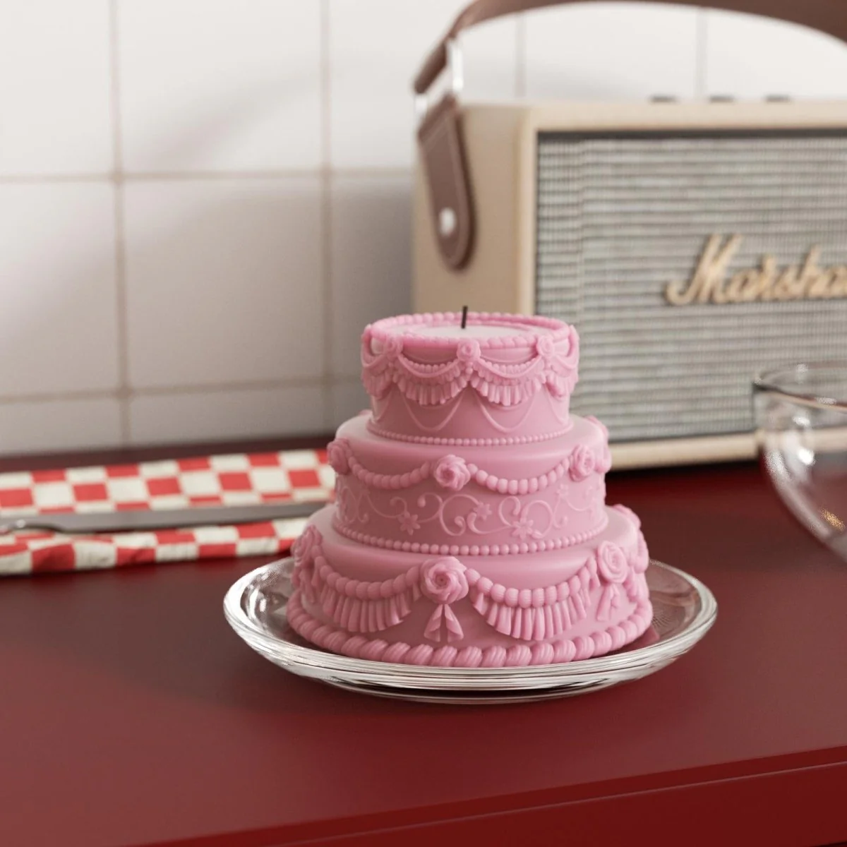 Three-tiered Elegant Rose Wedding Cake Candle Silicone Mold - Image 4