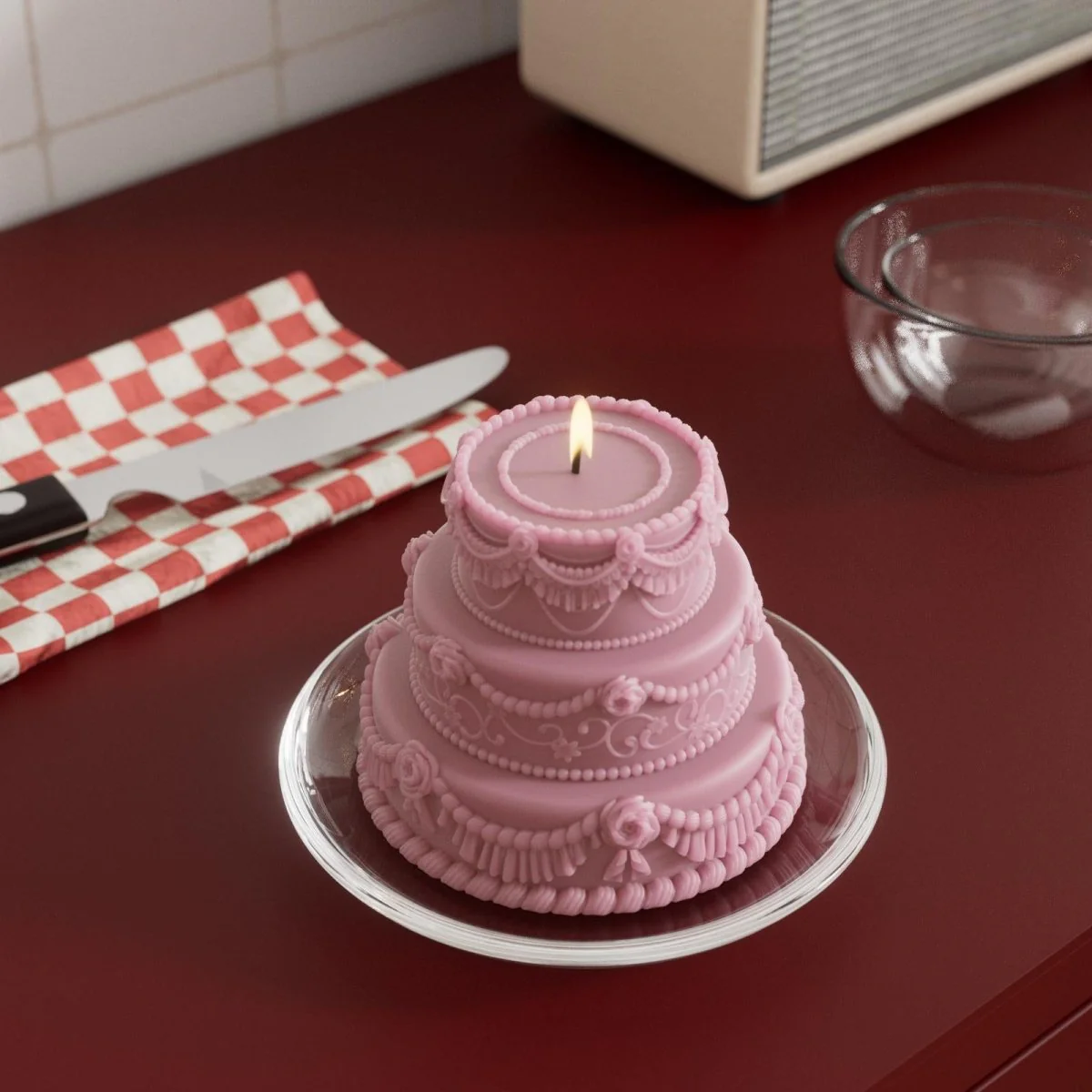 Three-tiered Elegant Rose Wedding Cake Candle Silicone Mold - Image 5