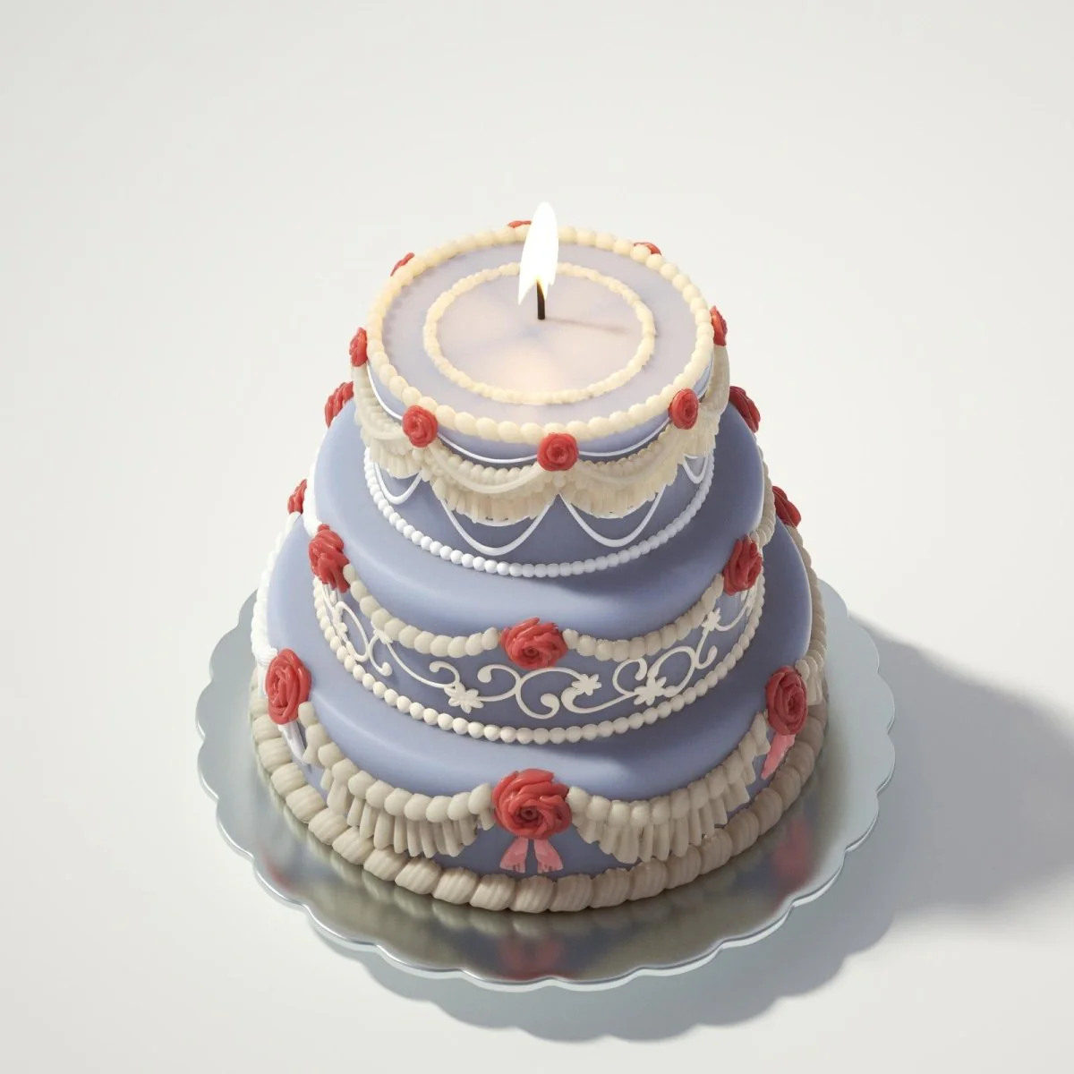 Three-tiered Elegant Rose Wedding Cake Candle Silicone Mold - Image 8