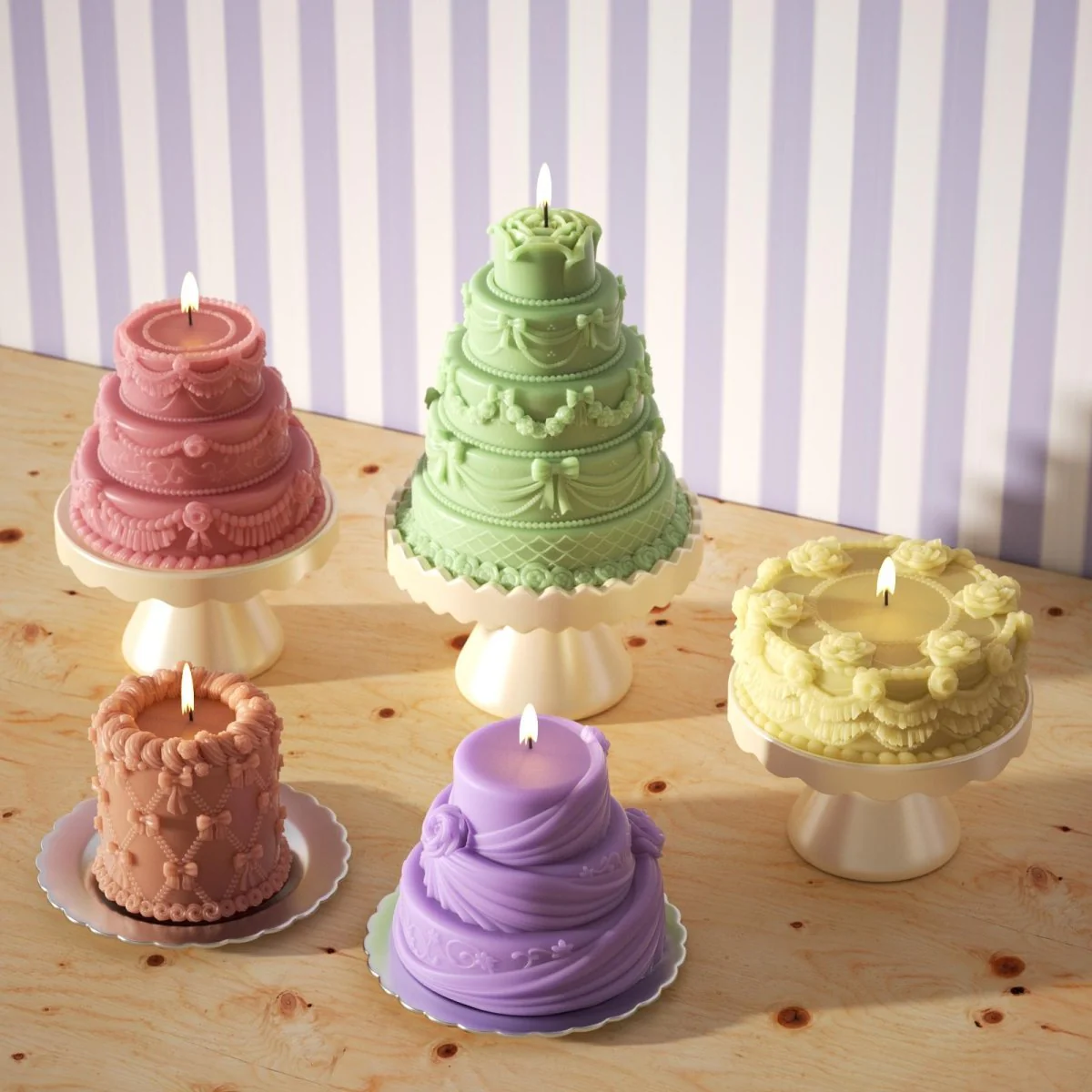 Three-tiered Elegant Rose Wedding Cake Candle Silicone Mold - Image 9